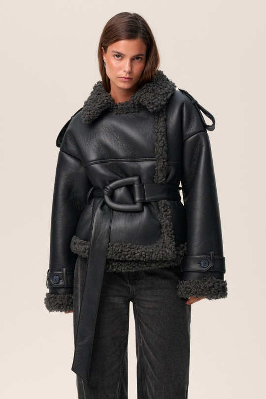 MIRA | Lederjacke mit Fell